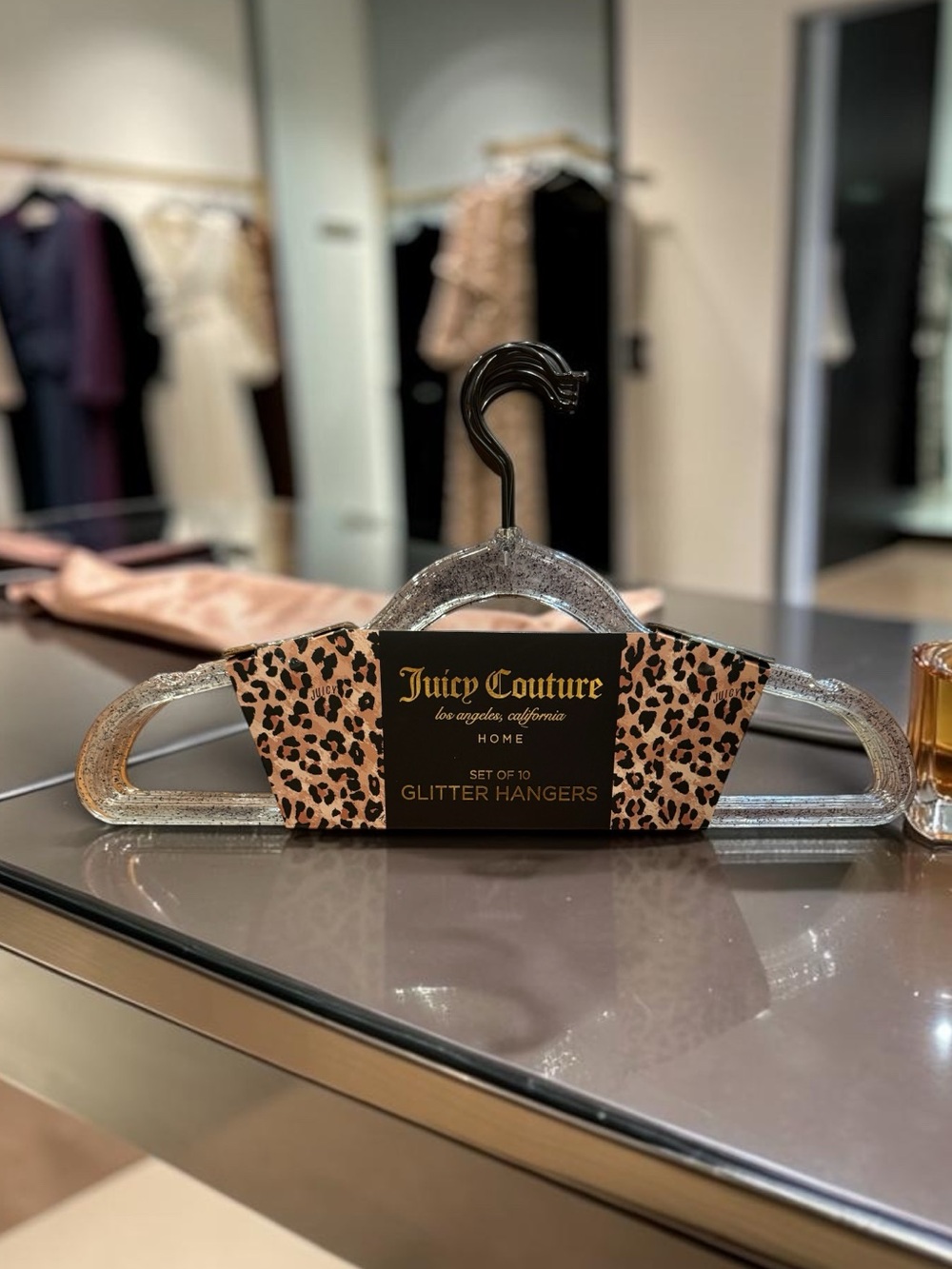NWT Set of 10 Juicy Couture Glitter Hangers with all black hook